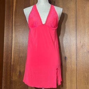 Women’s lingerie neon pink spaghetti strap babydoll sheer evening wear